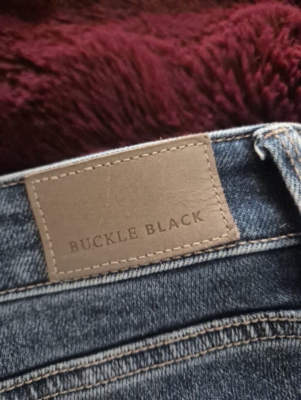 Women's Blue Denim Jeans- Buckle Black